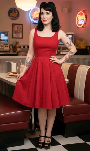 Retro 50s cherry red pinup - retro,